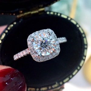 Sparkling Round Zirconia Halo Ring Copper Pavé Band Luxury Wedding Engagement Bridal Jewelry For Women