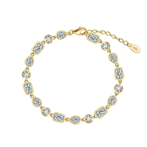 Exquisite 925 Sterling Silver Geometric Bracelet For Women Luxury Pave Rhinestone Adjustable Chain Gold Silver Jewelry