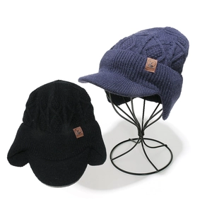 Bonnet En Tricot Torsadé En Acrylique Avec Visière Protection Des Oreilles Doublure Polaire Épaisse Extérieur Hiver Hommes
