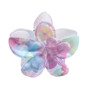 Colorful gradient flower hair claw clip with a transparent finish for women hairstyles