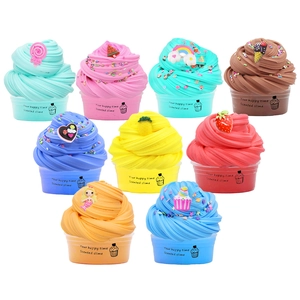 9-pack colorful scented butter slime kit for kids with cute charms on white background