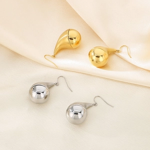 Chunky Teardrop Earrings Stainless Steel Hollow Bold Waterdrop Hook Polished Fashion Minimalist Jewelry For Women