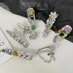 Colorful Zircon Butterfly Bow Hair Clips Alloy Heart Rhinestone Barrettes For Women Sparkly Elegant Hairpins Accessory