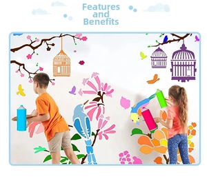 DIY painting stencil featuring bird and floral designs for creative wall art decoration