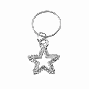 Silver star pendant charm with beaded edge for DIY dreadlock hair jewelry accessories