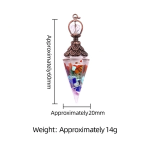 Pendentif pendule en cristal naturel avec éclats de pierres fines colorées
