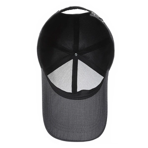 Dark grey baseball cap for men with long brim and adjustable metal buckle for outdoors