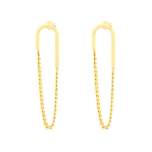 Eleganti orecchini a goccia dorati con catena pendente e gancio a U da donna