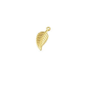 Detailed view of a golden stainless steel leaf pendant for DIY jewelry making