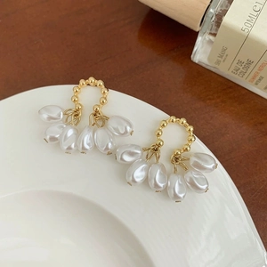 Freshwater Pearl Earrings With 925 Sterling Silver Earring Post Alloy Zircon Flower Geometric Studs Korean Style Women