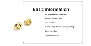 Close-up of gold-plated stainless steel earring backs in large and small sizes