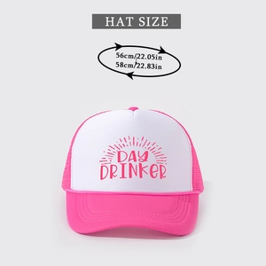 Détails de taille pour casquette trucker Day Drinker rose avec tour de tête de 56-58 cm