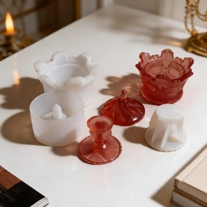 Crystal crown storage box resin silicone mold for DIY candle holders and jewelry containers