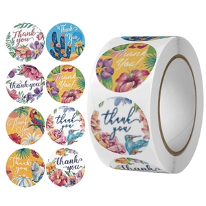 Thank You Stickers Floral Animal Illustration Round Self Adhesive Sealing Labels For Small Business Baking Gift Packaging Decor