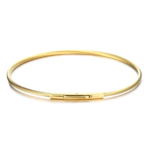 2mm golden stainless steel twisted wire cable bracelet with secure clasp for DIY jewelry