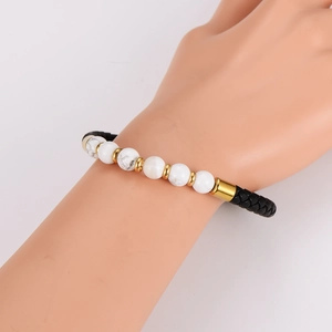 8mm tiger eye stone beaded bracelet with stainless magnetic clasp on wrist model