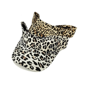 Leopard print topless sun visors for women beach outdoor sunshade hats detail view
