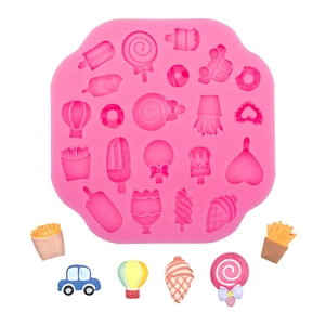 Cartoon Candy Ice Cream Car Fries Shaped Silicone Mold For Fondant Cake Decoration DIY Chocolate Candy Making Baking Tool