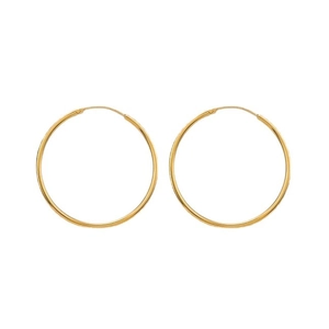 Polished gold stainless steel hoop earrings for women in a minimalist classic round style