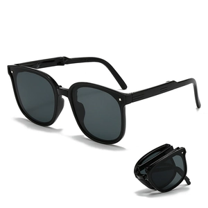 Foldable kids sunglasses with black frame and grey lenses for sun protection