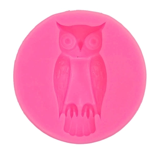 Stampo tondo in silicone rosa con motivo a gufo per decorazioni di torte e fondant di Halloween