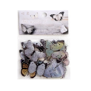 Waterproof butterfly garden PET stickers set for scrapbook and phone case decoration