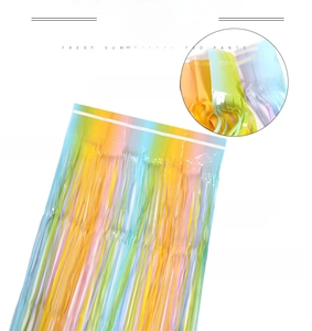 Regenbogen PET-Fransenvorhang Detail mit 6mm Klebeband für Party-Hintergrunddeko