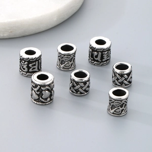 Vintage silver stainless steel spacer beads with diverse patterns for DIY jewelry making