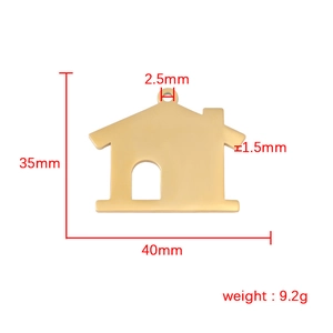 Golden stainless steel house pendant showing dimensions 35mm height and 40mm width