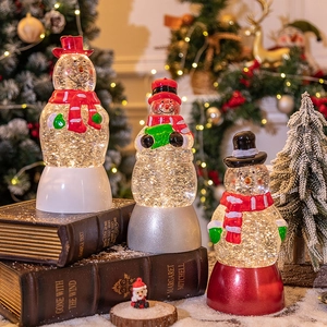 Dekorative Weihnachts-Schneemann-Kristallkugeln mit warmer LED-Beleuchtung
