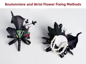 Détail de la base de l'épingle et du bracelet en perles pour corsages gothiques