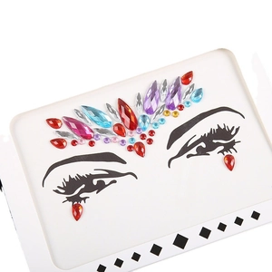 Autocollants de bijoux de visage en acrylique coloré pour maquillage de fête