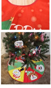 Detailed fabric texture and holiday print of a 122cm festive Christmas tree skirt