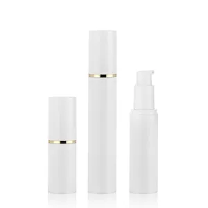 Flacons pompe sans air blancs avec anneaux dorés pour cosmétiques et lotions