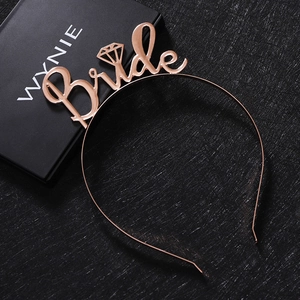 Rose gold alloy Bride headband with diamond accent crown for wedding bridal accessory