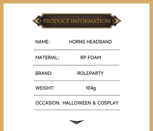Specifications chart for DIY removable devil horns headband for Halloween cosplay
