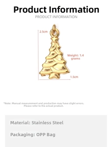 Golden stainless steel Christmas tree pendant dimensions 2.5cm height and 1.5cm width