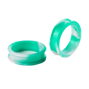 Green and white mixed silicone hollow flesh tunnel ear gauges for stretched ears piercing