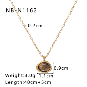 Detailed size specifications for gold pendant necklace with tiger eye stone and chain length