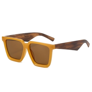 Damen Oversize Sonnenbrille mit gelbem Rahmen und Bügeln im Schildpatt-Design