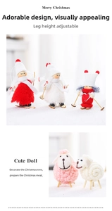 Détails de poupées de Noël faites main et de moutons en laine avec des jambes ajustables