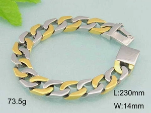 Detailed view of bicolor men's steel bracelet with weight 73.5g and width 14mm