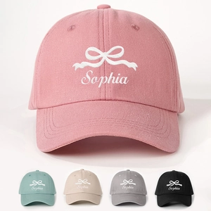 Casquette De Baseball Pour Femme En Polyester Avec Nœud Brodé Et Lettrage Sophia Réglable Protection Solaire Chapeau Décontracté