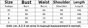 Size chart for strapless fishtail dress showing bust, waist, and length measurements