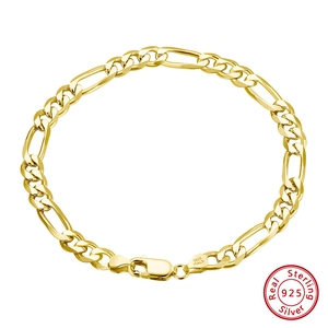 Figaro Chain Bracelet 925 Sterling Silver Plated Gold Minimalist Classic Jewelry For Women Men Unisex Italy Design