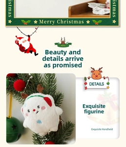 Exquisite Christmas plush reindeer pendant with white fur and antlers on a festive tree