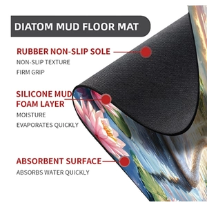 Détail du tapis de bain multicouche en terre de diatomée montrant sa structure absorbante