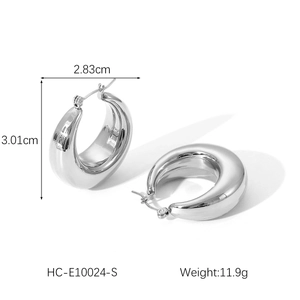Silver hollow hoop earrings size detail 3.01cm height and weight specifications