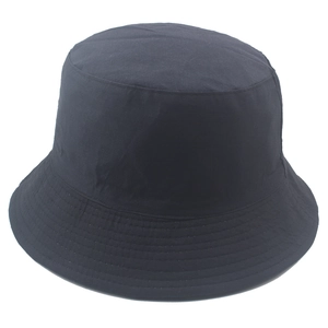 Classic black cotton bucket hat with sun protection and durable reinforced brim stitching