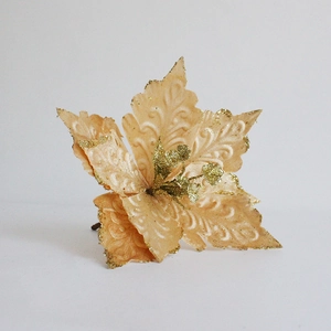Champagne gold artificial Christmas flower with glitter petals for tree decoration